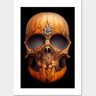 Pumpkin Skull Halloween Posters and Art